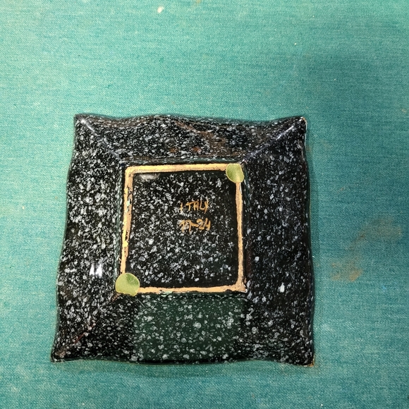 Antique vintage mid-century real gold trim numbered Italian ashtray - Picture 2 of 3